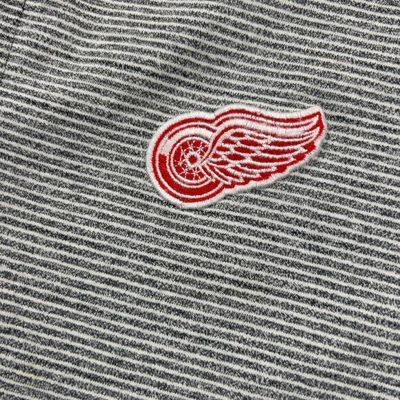Vintage Detroit Redwings Polo Shirt Men's 2XL XXL Gray Striped 1990s Sportswear - Picture 3 of 5